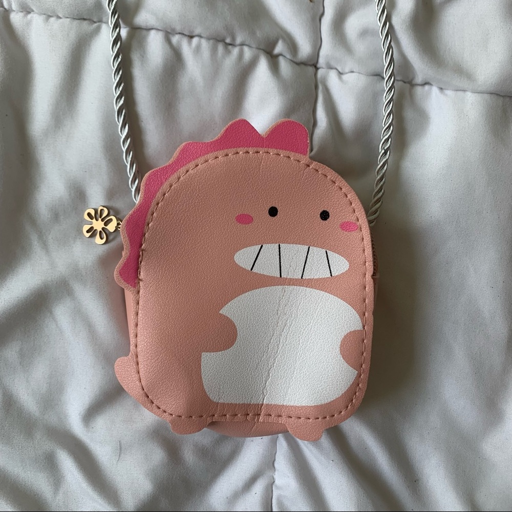 small pink dino cross body bag/purse